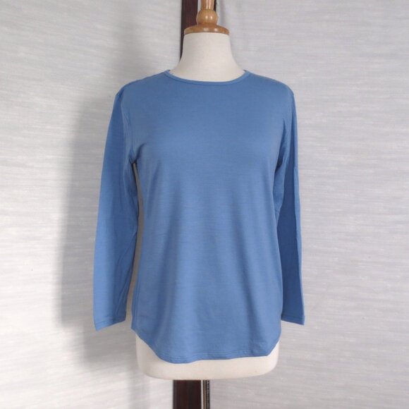 Cloudveil Blue Merino Wool Rich Thermal Long Sleeve Top - Picture 1 of 8